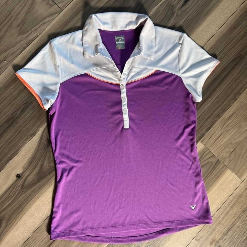 Callaway Golf Women's Purple & White Polo Shirt with Orange Trim